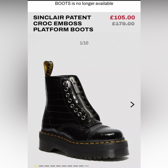 Dr. Martens Sinclair platform black boots in croc patent leather (Women, 9) BNWT - Picture 2 of 11